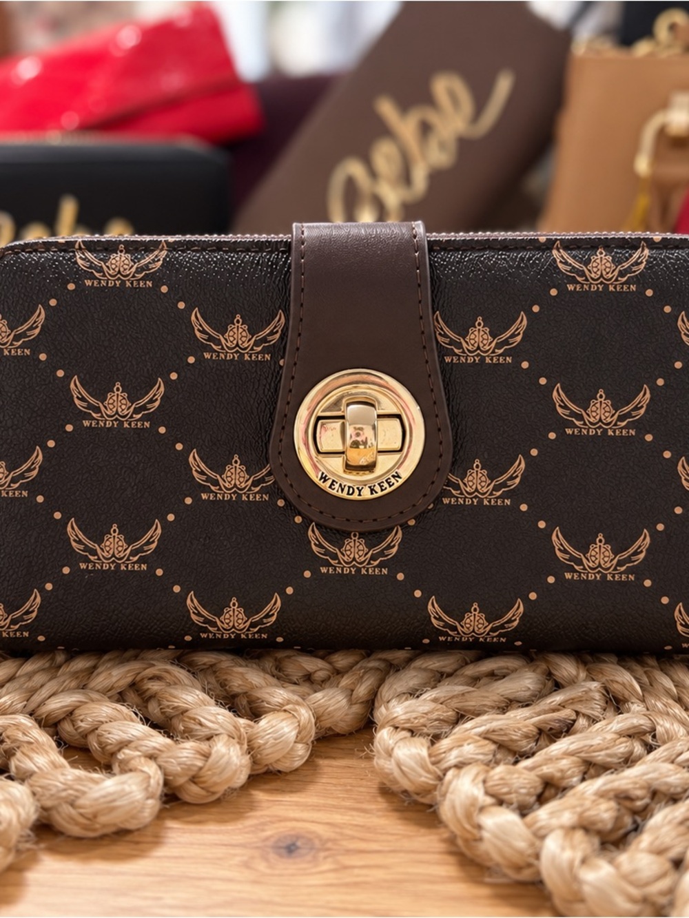 Wendy Keen brown and gold tone wallet. New with tags. Vegan leather!